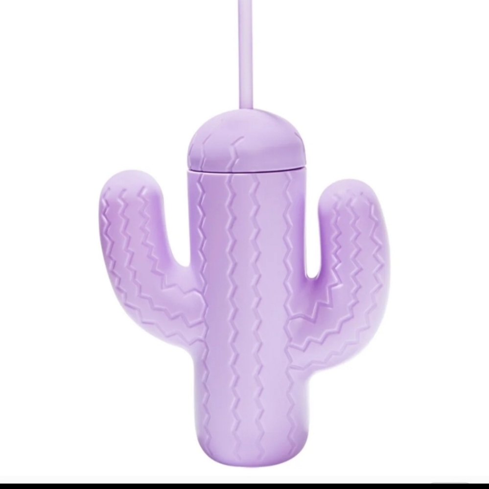 Pink sky looking sharp cactus cup w straw